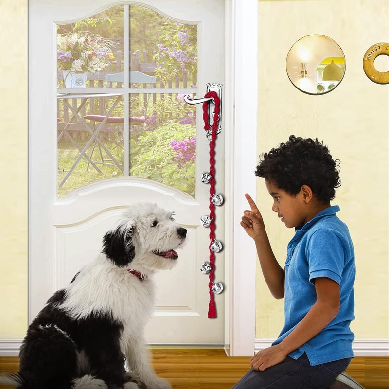 GINIDEAR Dog Bells to Go Outside & Puppy Potty Training, Adjustable Dog Door Bell Ring to Go Potty, Handmade with Premium Yarn. Twisted Style, Rosered - Image 5